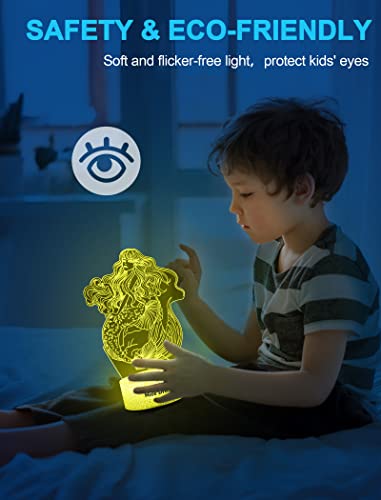 Lampada 3D Sirena, Sirena Bambina Regalo con 16