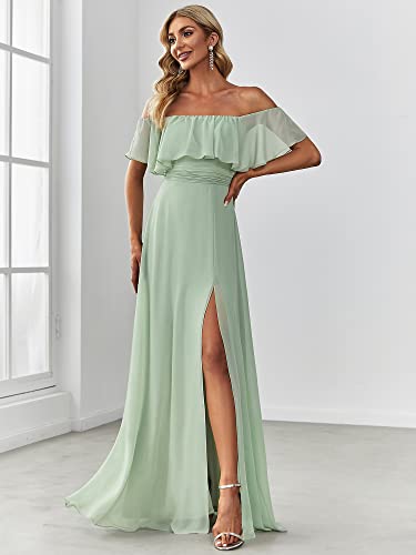 Ever-Pretty Womens Ruffle Sleeves Plus Size Sparkle Tulle Summer Wedding Guest Dress Mint Green Us16 #TOP4