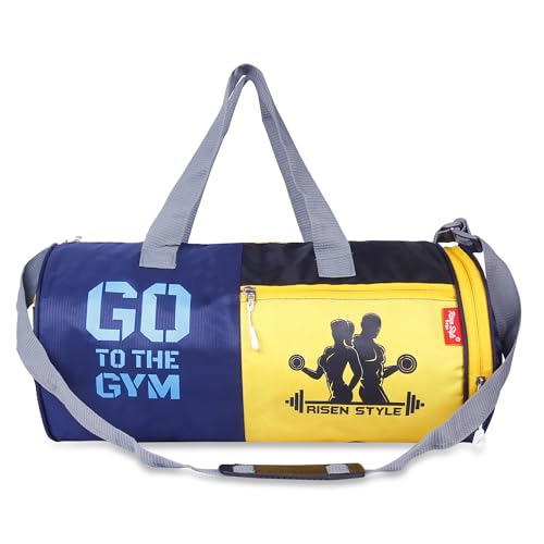 Image of Unisex Duffle Bag Gym Bag Workout Duffle Athletic Duffle Bag Gender-Neutral Gym Bag(Blue & Yellow)