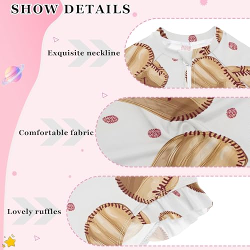 ALAZA Toddler Swimsuit Girl Bathing Suit Swimwear Rash Guard Baseball Gloves Long Sleeve 3T4