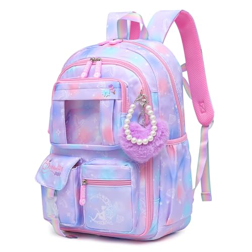 Alrisg Sweet Girls Backpack - Stylish Splash-resistant School Bag with Multiple Pockets & Trendy Laptop Compartment?17inch Purple?