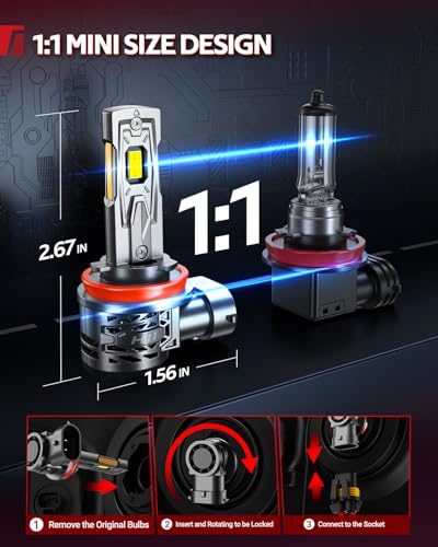 Image of Torchbeam H11 LED Bulbs, 2026 Professional, 71000LM 1000% Brighter, 6500K White Light Source, 2-Pack