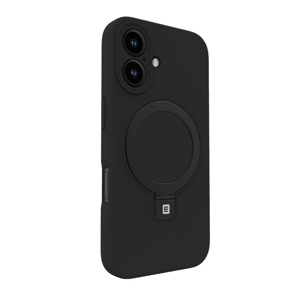 Coque iPhone 16 magnétique avec support intégré Evelatus silicone noir