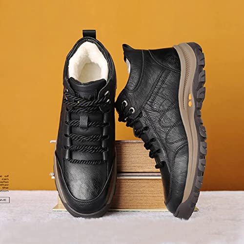 Yiozoi Men's Winter Snow Boots Warm Outdoor Short Work Boots Leisure and Daily Wear Comfortable High Top Windproof Walking Shoes2