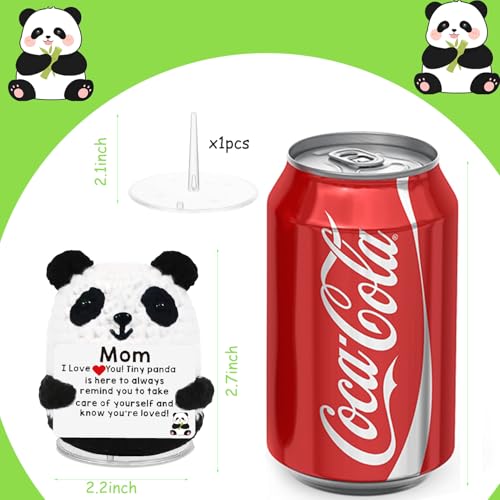 JIYANMEI Handmade Mini Panda,Crochet Emotional Support Animals, Motivational Gifts for Sister,Daughter,Friend and Perfect for Easter, Birthdays Positive Vibes (Mom Panda)