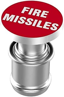 Fire Missiles Button Car Cigarette Lighter Plug, Anodized Aluminum, Standard 12-Volt Power Source Replacement Accessory, Fits Most Automotive Vehicles, Delete Universal Fitment