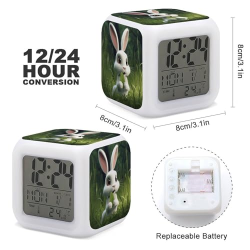 Réveil numérique LED lapin blanc à variations de couleurs pour grands et petits - 3