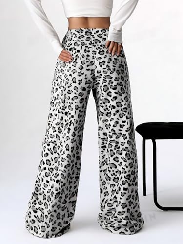 Image of Leopard Pants Women Therian Fuzzy Pajama Pants Y2k Cheetah Pants Grunge High Waisted Fluffy Pants