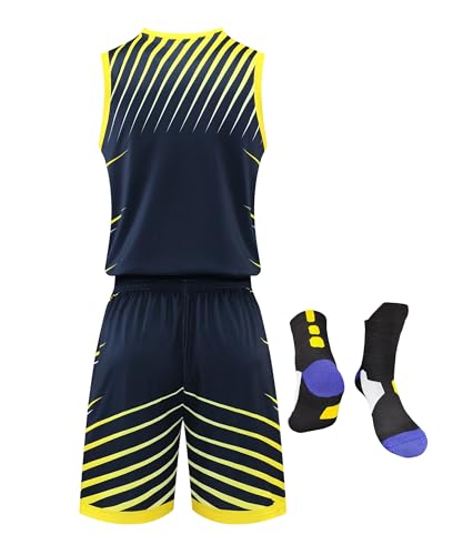 Image of Boys Girls Basketball Jersey Shirt and Shorts with Matching Basketball Socks