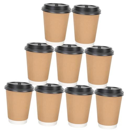 SAFIGLE 50個 二重断熱 紙製 コーヒーカップ 厚手 耐熱 使い捨て ミルク用 軽量 携帯可能 ホット コールドドリンク対応 オフィス カフェ レス