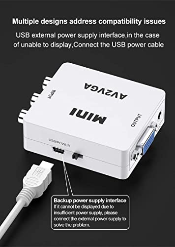 Image of AV to VGA Adapter 1080P HD Mini VGA Converter, RCA to VGA HD Video Converter with 3.5mm Audio Jack for PC /Laptops /STB /Computer