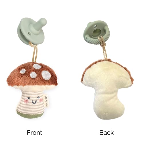 Image of Itzy Ritzy Pacifier & Lovey Set, Silicone Binky w /Stuffed Animal, Mushroom