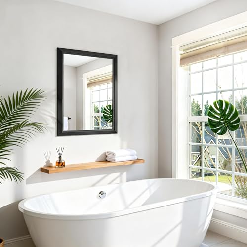 Image of 22x30 Inch Black Framed Bathroom Mirrors for Over Sink