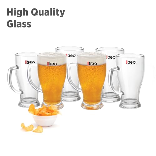 Image of Treo By Milton Embassy Beer Mug I Glasses for Beer, Juice, Mocktail | Scratch Resistant & Easy to Clean | Dishwasher Safe Mug | Transparent | Set of 6, 280 ml Each