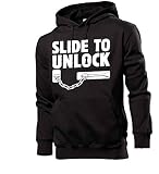  Generisch Slide to Unlock - Cadena para puerta con capucha para hombre Negro XL