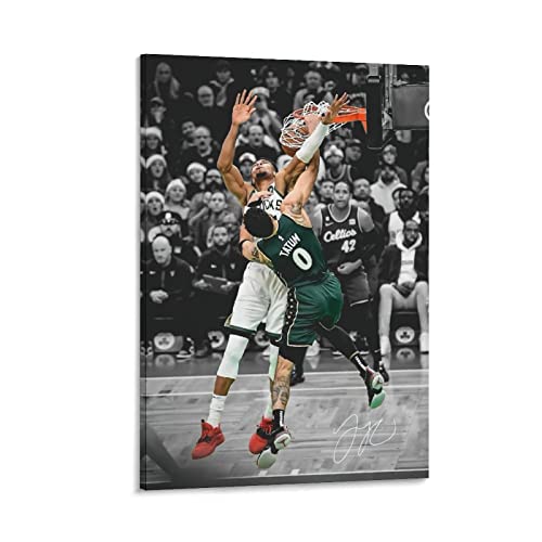 Jayson Tatum Basketball Canvas Wall Art - 12x18inch Unframed Poster