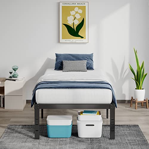 Comasach Twin Size Bed Frame 16" Tall Heavy Duty, Metal Platform Bed Frame,Sturdy Steel Frame,Support Up To 3500Lbs,No Box Spring Needed,Noise-Free,Easy Assembly #TOP5