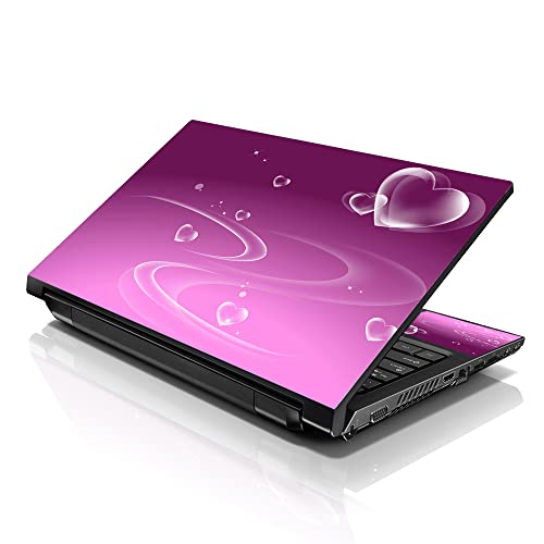 Image of LSS 17 17.3 Inches Laptop Notebook Skin Sticker with 2 Wrist Pads - Reusable Cover Protector Vinyl Sticker Cover Decal Fits 17 inch - 19 inch HP Asus Acer Samsung - Pink Hearts Pattern