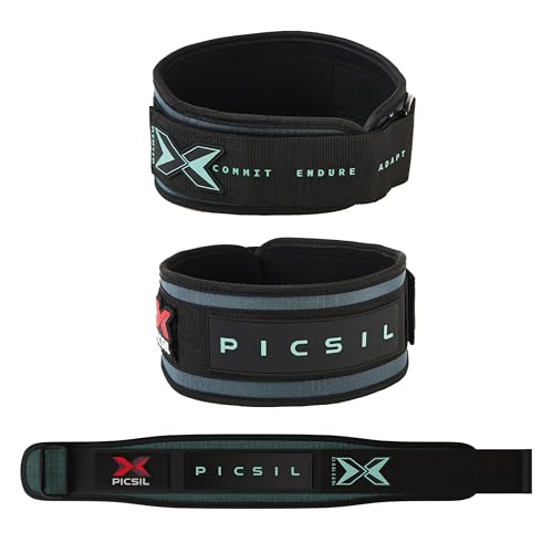 PICSIL - Cinturón Lumbar para Levantamiento Pesas | Personalizable con Parches | Soporte para Cross training y Gimnasio | Faja de Fuerza para Hombre y Mujer | Color Verde Talla S