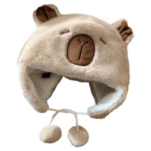 Plush Earflap Pullover Hat Soft Comfortable Unisex Winter Hat Breathable Hat Unisex Soft Warm Headwear Beige