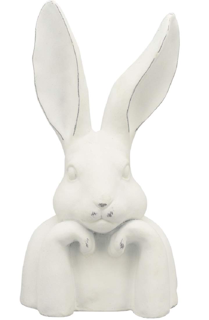 ETC putziger origineller Osterhase als Büste mattweiß in Shabby Optik Landhaus Stil