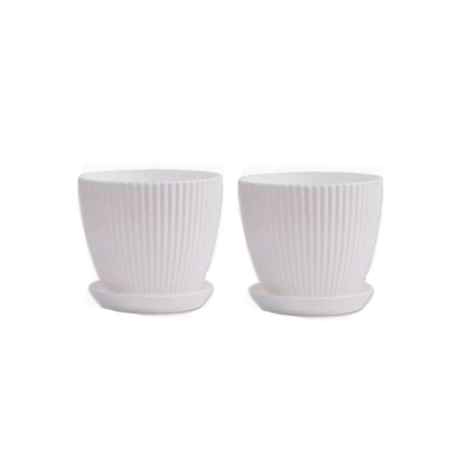 Doniczka na sukulenty pionowe paski mała żywica plastikowa z tacą mała doniczka nieceramiczna doniczka rośliny domowe, sukulenty, kwiaty (kolor: biały 2, rozmiar: L)