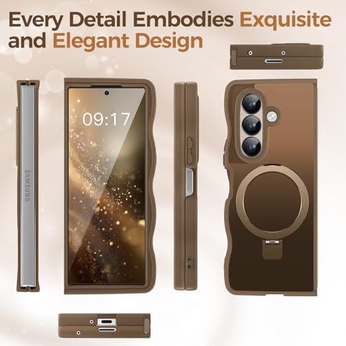 Image of Cute Wavy Magnetic Stand Case for Galaxy Z Fold 7 Fit for MagSafe