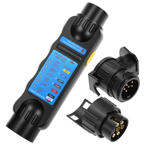 QWORK® Anhänger Prüfgerät 7 Polig und 13-poliger Anhängeradapter, für 12-V-Verkabelungsdiagnose – Zuverlässiges Schaltkreisprüfgerät für Autos, Wohnwagen und Wohnmobile
