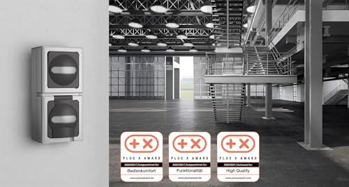 Kopp BLUE ELECTRIC - Schutzkontakt-Steckdose mit Klappdeckel, 3-fach, fertig verdrahtet, Farbe: grau