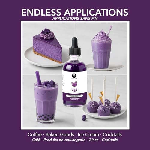 Image of Dolce Flav Purple Ube Extract - 2 Ounce Water-Soluble Kosher, Sugar-Free, Concentrated Sweet Purple Ube Flavoring & Syrup for Baking, Lattes & Ice Cream, Includes Measured Dropper