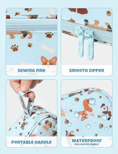 Image of SUNEE Cute Pencil Case, Large Pencil Pouch, Aesthetic Big Pencil Bag with Zipper, Kawaii Stationery Storage and Organizer, School Supplies for Teen and Adult, Boys & Girls, Heavy Duty Canvas Cute Dog