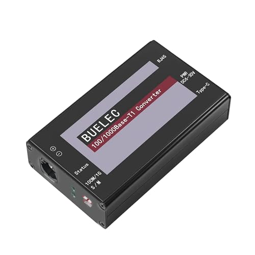 BUELEC 100/1000Base-T1-TX-HMTD Automotive Ethernet Media Converter - 100/1000BASE-T1 to TX Adapter, Marvell 88Q2112 & Realtek RTL8211FI Phy, HMTD Connector, Industrial Grade Type-C/DC Power