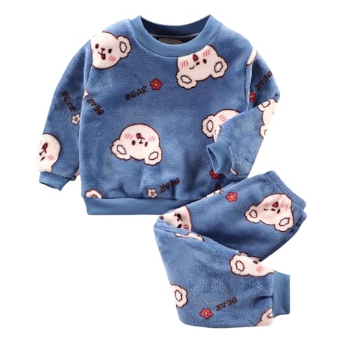 Fleece Schlafanzug Kinder 140 Pyjamas Set Kuschelig Pullover +...