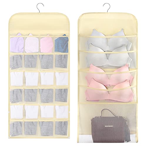 ELUCHANG Hängeregal Kleiderschrank Hängeaufbewahrung: 2 Haken 5 Regale Kleiderschrank Organizer Hängend Tür Aufbewahrungsorganisator mit Taschen Faltbare Wandaufhängung für Schlafzimmer 28x28x102cm Cover