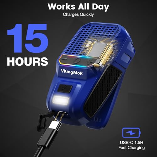 Image of Wearable Bluetooth Speaker, Clip-On Portable Speaker with Built-in Mics Hands-Free Music and Calls for Hiking /Biking, portable bluetooth speakers with LED Light, 15H Battery Life Speakers(Blue)