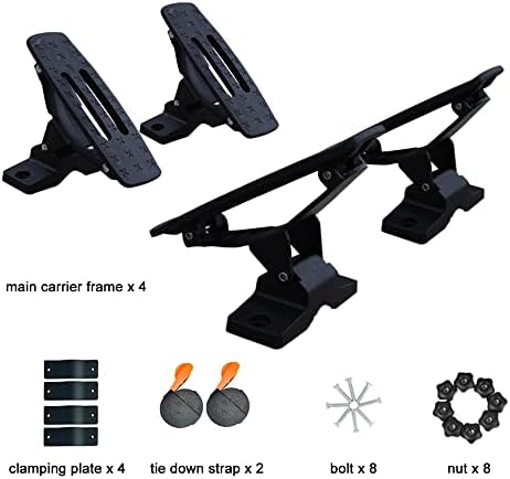 ASMSW 165 LB Kayak Roof Rack Saddles Universal Canoe Boat Carrier 4PCS Black, includes 2×Tie down Straps Top Mounted on Car SUV Crossbar Fit in Width Less than 4.3inch (11cm)