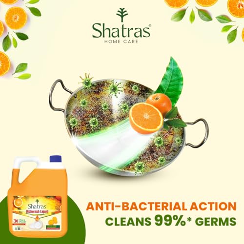 Image of Shatras Lime Dishwash Liquid - (5L * Pack of 2) || Dish Cleaning Liquid Gel with German Technology - Active 3X More Power Molecules Leaves No Residue, Grease Cleaner For All Utensils