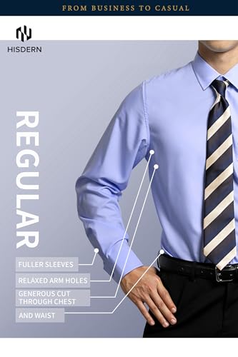 Image of HISDERN Mens Dress Shirts Long Sleeve Button Down Casual Shirts for Men Inner Contrast Formal Business Tuxedo Wedding Shirt