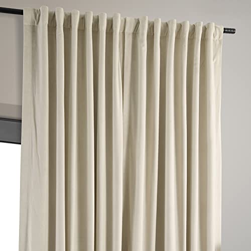 HPD Half Price Drapes Signature Velvet Thermal Blackout Curtains for Living Room 84 Inch Long (1 Panel) Rod Pocket Insulated Blackout Curtains for Bedroom Window Curtains, 100W x 84L, Ivory