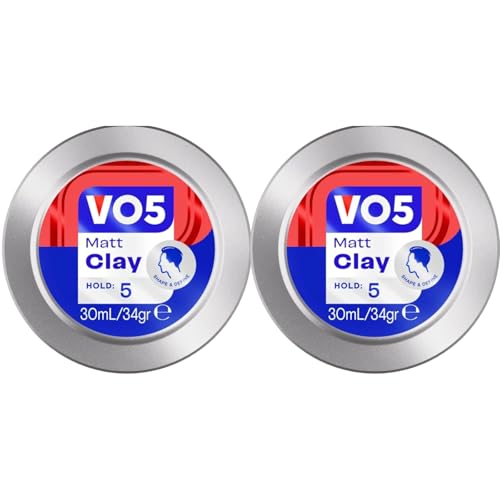 VO5 Hair Styling Mini Matt Clay for Men & Women - Extra Hold, Flexible Matt Finish for All-Day Control, 30ml - Pack of 2