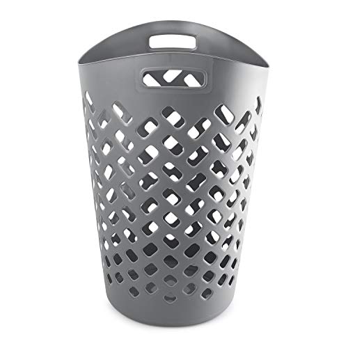 Image of Cello Flexi Multipurpose Plastic Laundry Basket, Grey, 50 Ltrs | Lightweight and Portable | Storage Organizer | Convenient Handling | Useful For Storing Clothes, Toys, Books