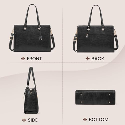 RAINSMORE Bolsa de laptop feminina de couro vintage de 15,6 polegadas para trabalho profissional à p