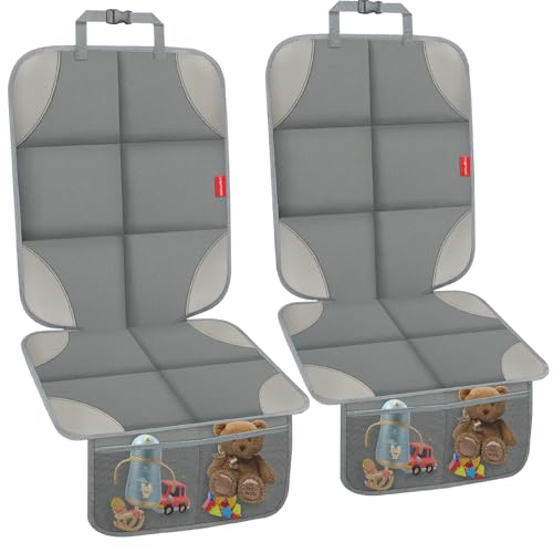 Image of Car Seat Protector, Waterproof 600D Fabric Carseat Seat Protectors with Non-Slip Backing, Car Seat Cushion for Child Car Seat with Thickest Pad, Storage Pockets, Back Car Seat Cover for Kids, 2 Pack
