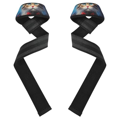 Nander A Cute Cat Wearing A Red Bow Tie Wrist Straps for Weightlifting,Lifting Straps with Neoprene Cushioned Wrist Padded and Anti-Skid Silicone for Strength Training,Bodybuilding,Deadlifting