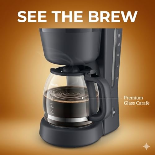 Image of Drumstone (1 Year Warranty Drip Coffee Maker Machine with Glass Carafe, Automatic Filter Coffee Machine, Anti Drip Function, Keep Warm Plate for Home & Office Use