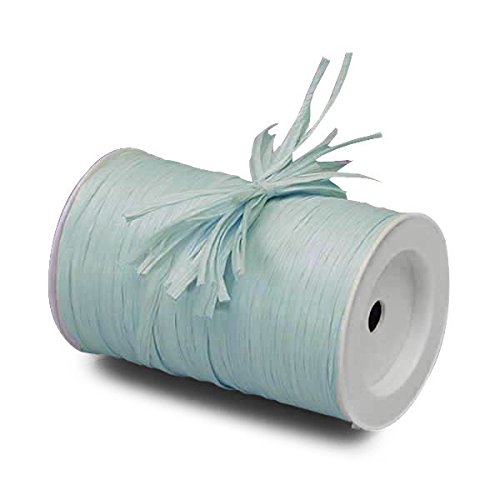 Paper Mart Matte Raffia Ribbon for Holiday Gift Wrap and Crafting, Pastel Blue, 1/4 Inch x 100 Yd