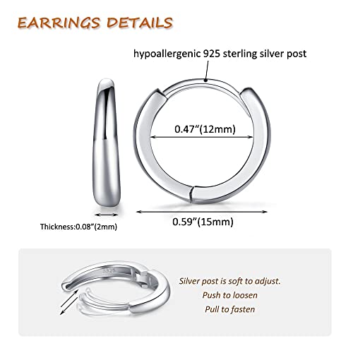 925 Sterling Silver Hoop Earrings for Women, Hypoallergenic Huggie Earrings Cartilage Hoop Earring, Small Hoop Earrings Ear Cuffs for Women Girls Men2