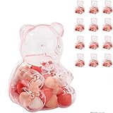 Gummy Bear Container, Clear Plastic Container Teddy Bear, Small Fillable Plastic Bear Containers for Valentine’s Day, Reusable Present Box for Candy,Party Favors & Festive Storage (12pcs Pink)