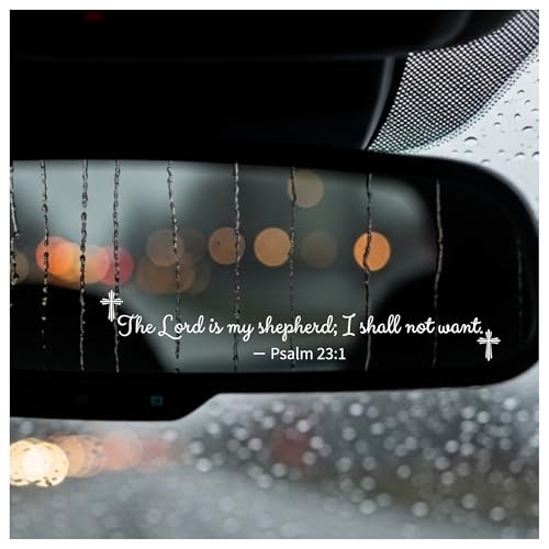 Image of 2 Pcs Christian Car Accessories, Christian Car Decals - Psalm 23 The Lord is My Shepherd Rear View Mirror Decal, UV DTF Transfer Jesus Stickers for Cars, Waterproof 3.9 inch