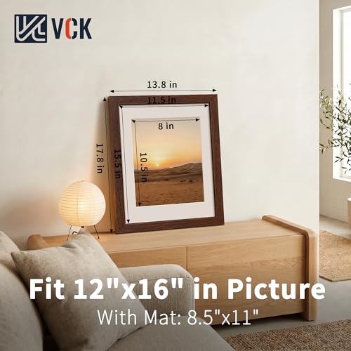 Image of VCK 12x16 Picture Frame 5 Pack, Brown Exclusive Wood, HD Glass, for Diploma